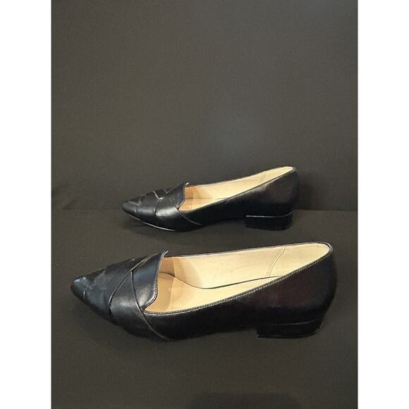Cole Haan Camila Skimmer Leather Pointed Toe Weave Flat Shoes size 6 in Black - Picture 4 of 7